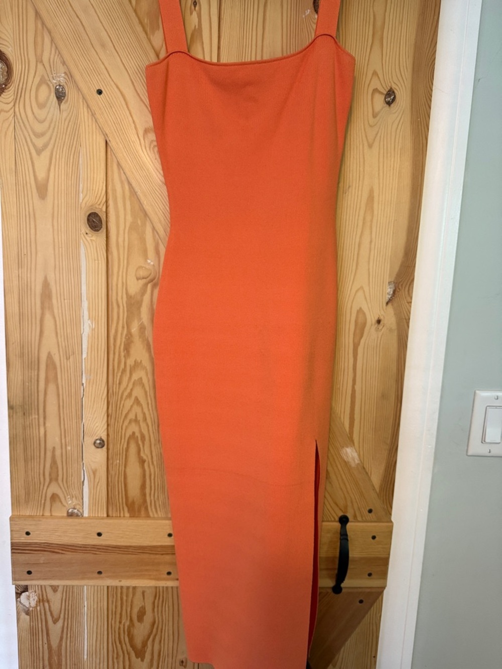 Superdown Orange Bodycon Midi Dress with Side Slit